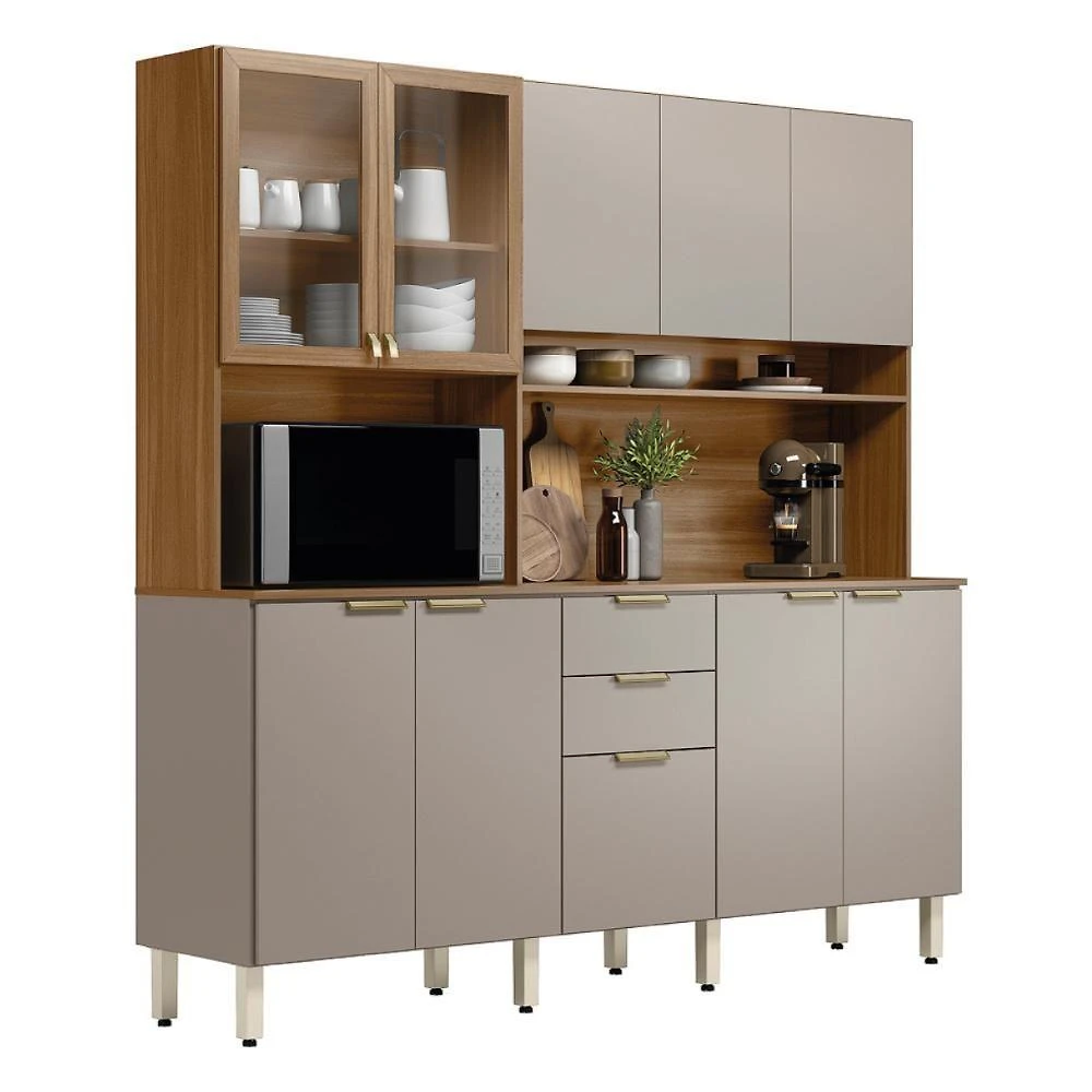 Cozinha Compacta Amora 10 Portas 2 Gavetas Amora Amendola/nude Prime Tx Demobile Amendola/nude Prime Tx