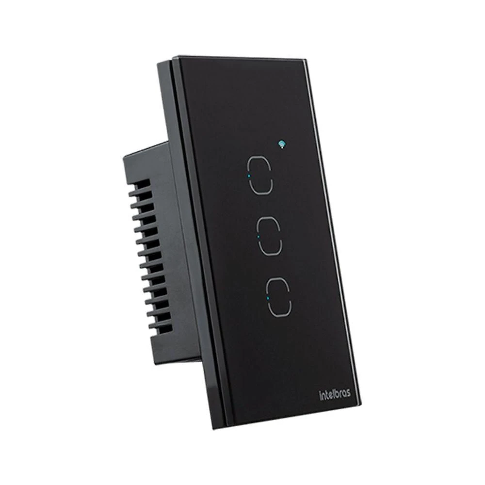 Interruptor Smart Zigbee Touch EZS 1003 4850049 3 Teclas com Controle por Aplicativo Preto Intelbras