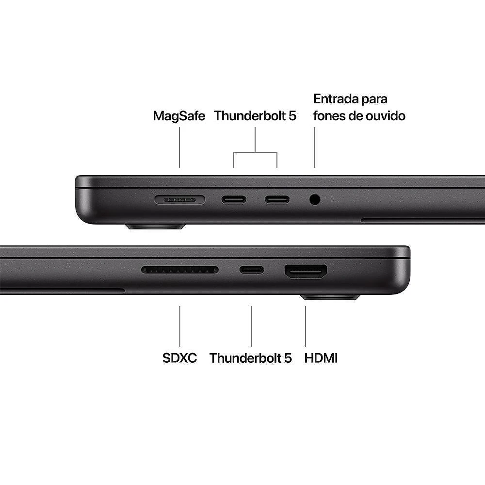 MacBook Pro Apple 16", M4 Pro, CPU 14 Núcleos, GPU 20 Núcleos, Neural Engine de 16 Núcleos, 24GB RAM, SSD 512GB, Preto-espacial - MX2X3BZ/A