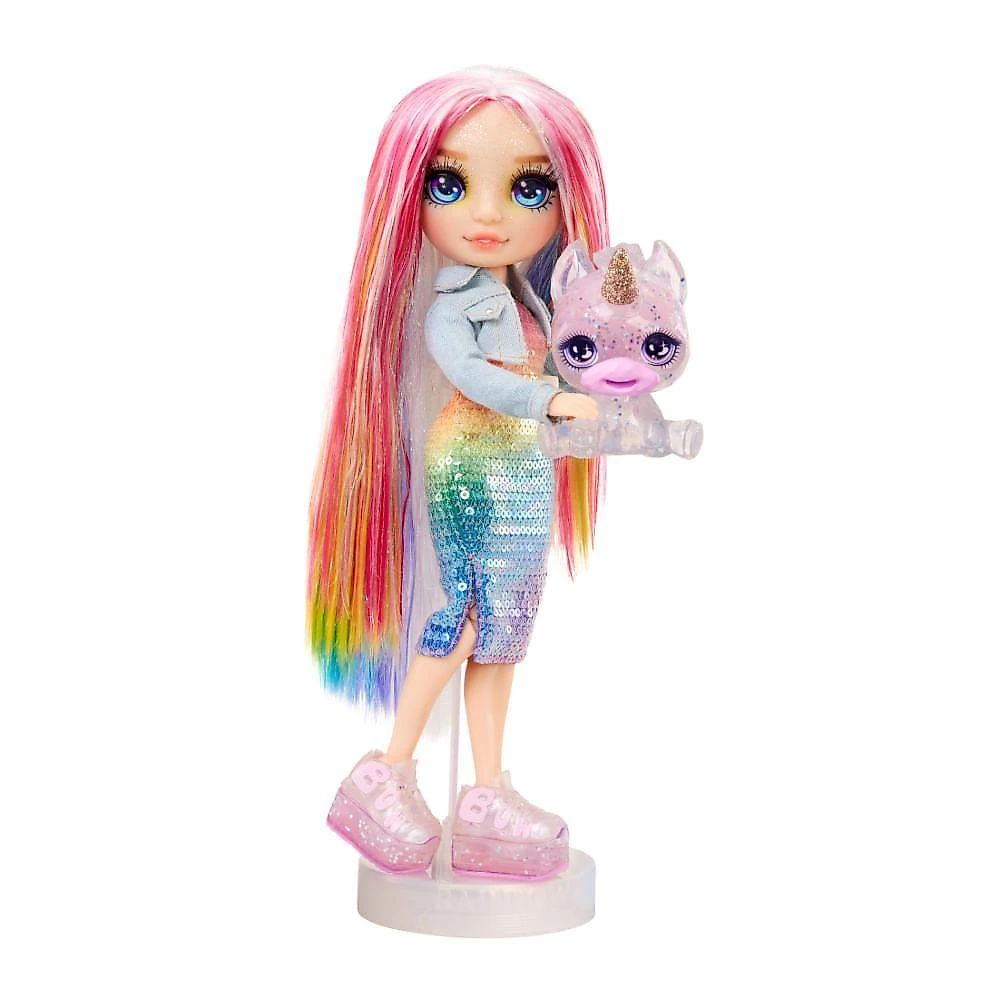 Boneca Amaya 28cm Arco-Íris com Slime Brilhante DIY e Pet Rainbow