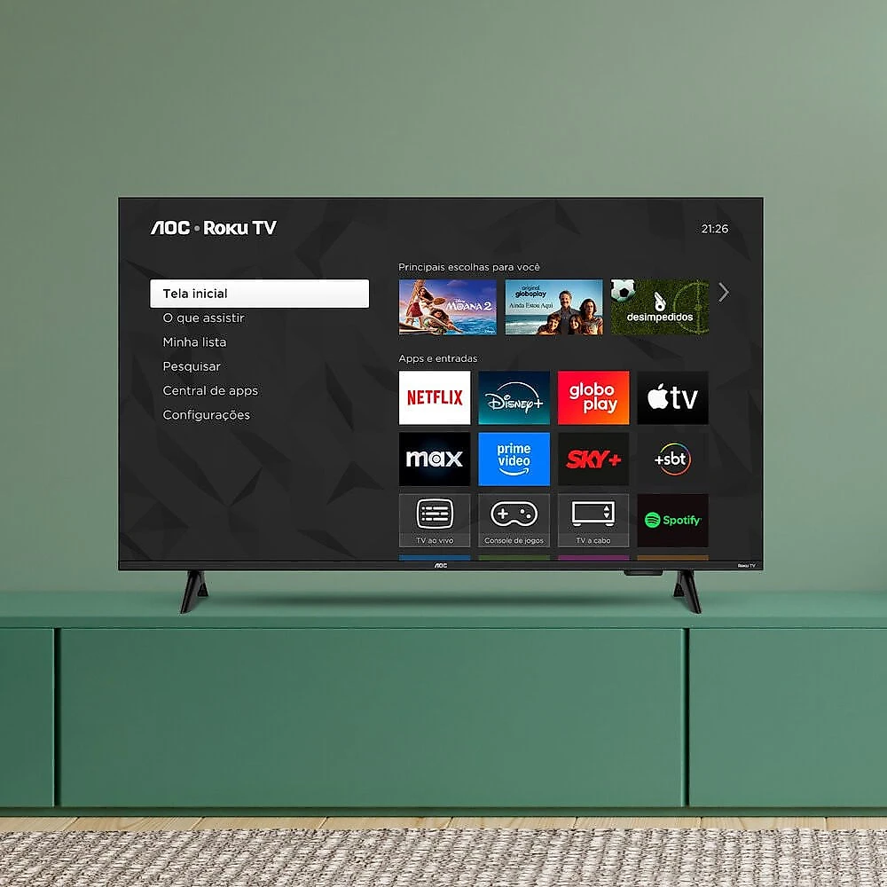 Smart TV 32 Polegadas DLED HD Roku TV 32S5155 78G AOC 032582413626 - Preto - Bivolt