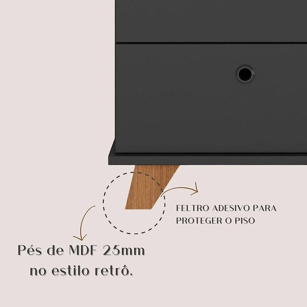 Conjunto 3 Peças 1 Escrivaninha em L Gold 1 Balcão Lugano 1 Gaveteiro Day Espresso Móveis Freijó/Preto