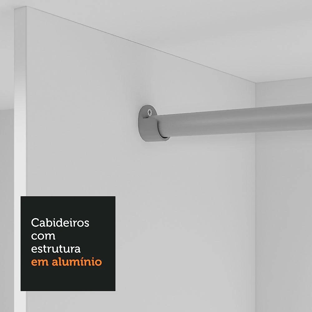 Guarda-roupa casal 3 portas de correr com espelhos 4 gavetas branco/rustic sublime plus madesa