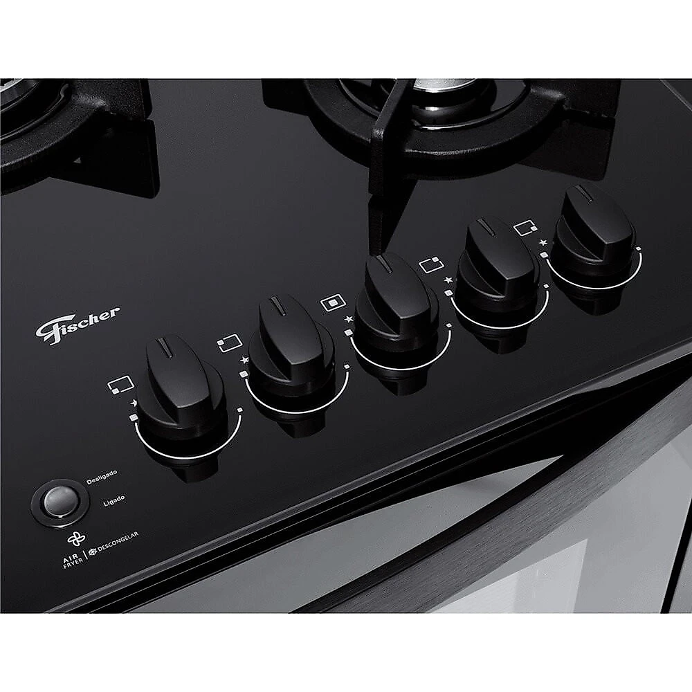 Fogão de Embutir 5 Bocas Fischer Gran Cheff com Forno Elétrico Tripla Chama Preto - 220V