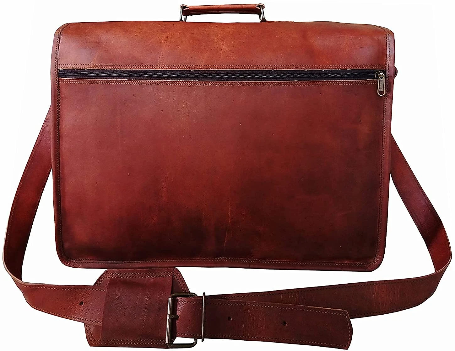 cuero BolsaPasta de Couro Genuíno Masculina para Laptop Marrom