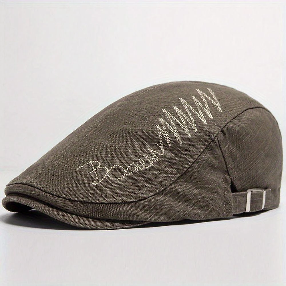 Boina Ajustvel Com Letras Bordadas Estilo Fashion Marrom