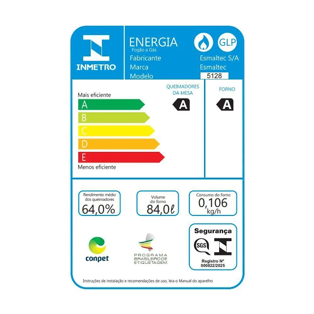 Fogão esmaltec ideal super 5 bocas preto mesa de vidro bivolt f5vap
