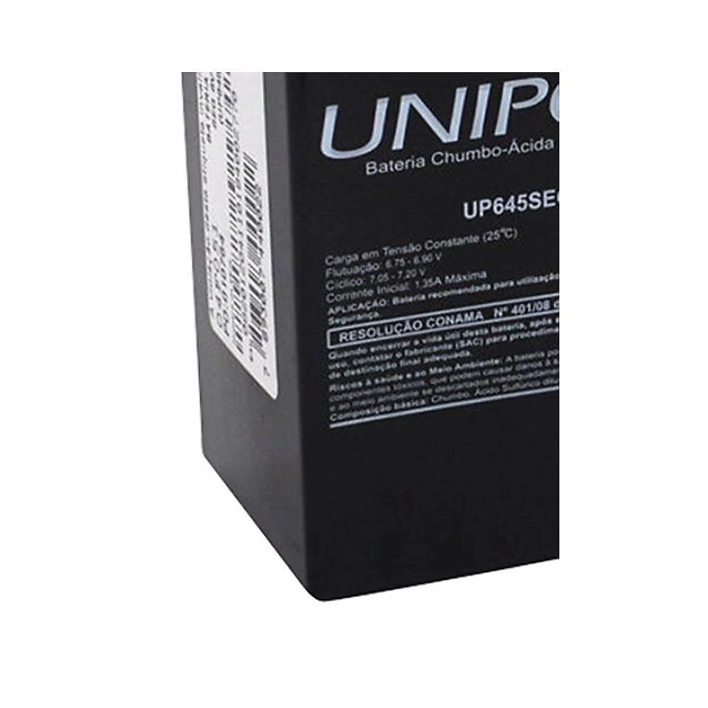 Bateria UP645SEG 6V 4.5AH Selada para Segurança e Nobreak Prata Unipower