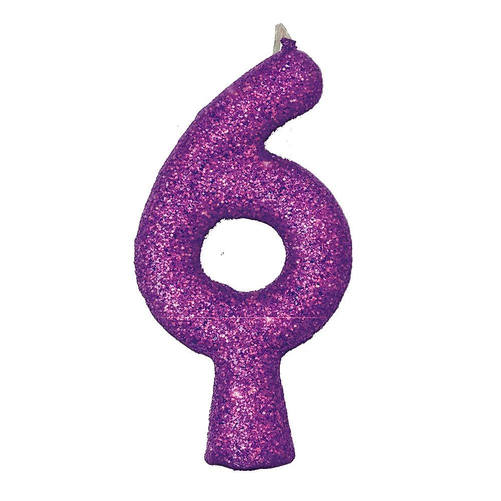 Vela De Aniversário Puro Glitter Roxa Modelo 8