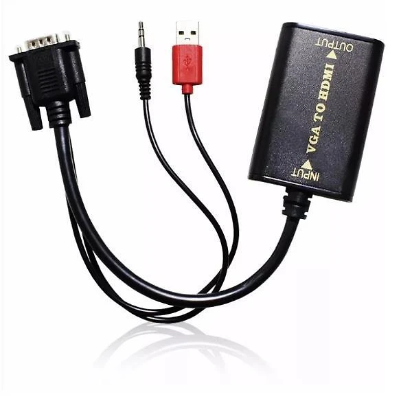 Miniatura Adaptador Vga Para Hdmi Com Audio P2 Cabo Conversor