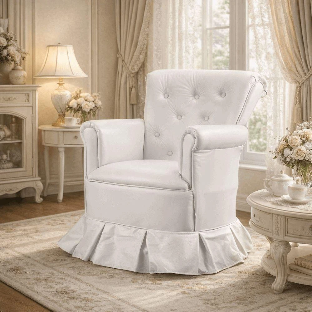 Poltrona Cadeira Amamentação Descanso Confortável Quarto Sala Leitura Corino Branco