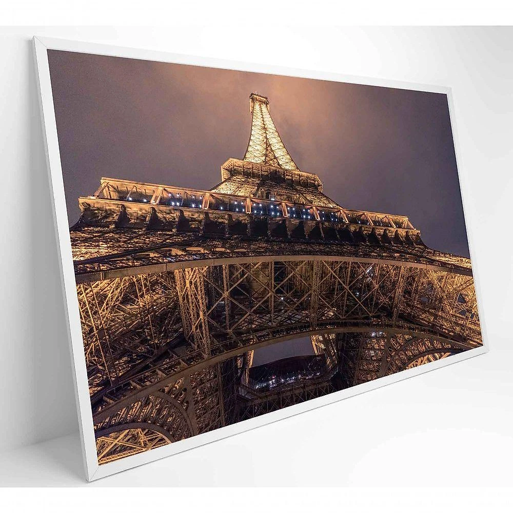 Quadro Torre Eiffel Iluminada 90x60 Cm Vidro Impresso