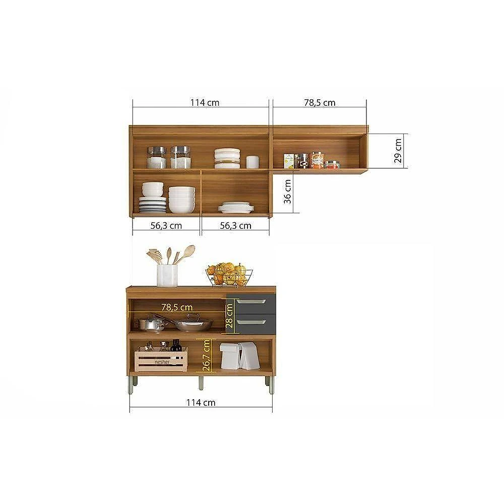 Cozinha Completa Princesa 2 Peças (1 Armário + 1 Balcão) C2p27 Freijo/off White - Nesher