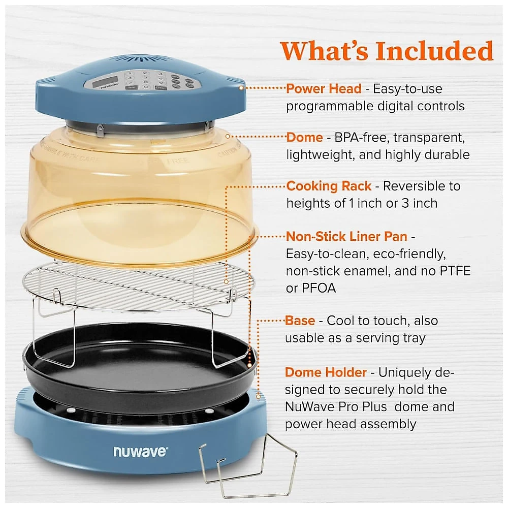 Forno Nuwave Oven Pro Plus 2 Air Fryer Azul Aconchegante Convecção Infravermelho Sem Descongelar 4,5 kg 120V