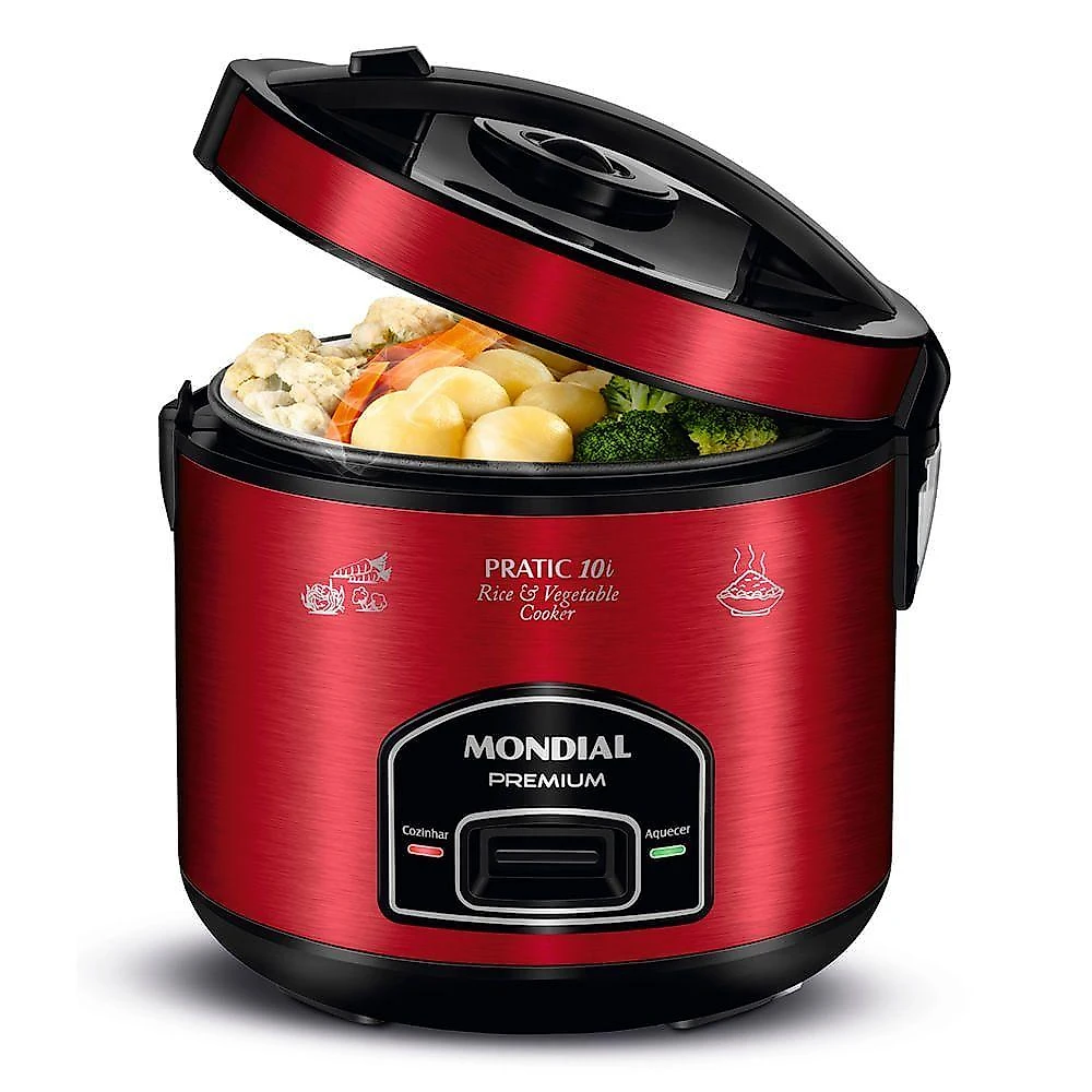 Panela Elétrica Mondial Pratic 10i Pe-46-10x Panela Elétrica De Arroz-127v-vermelho/inox
