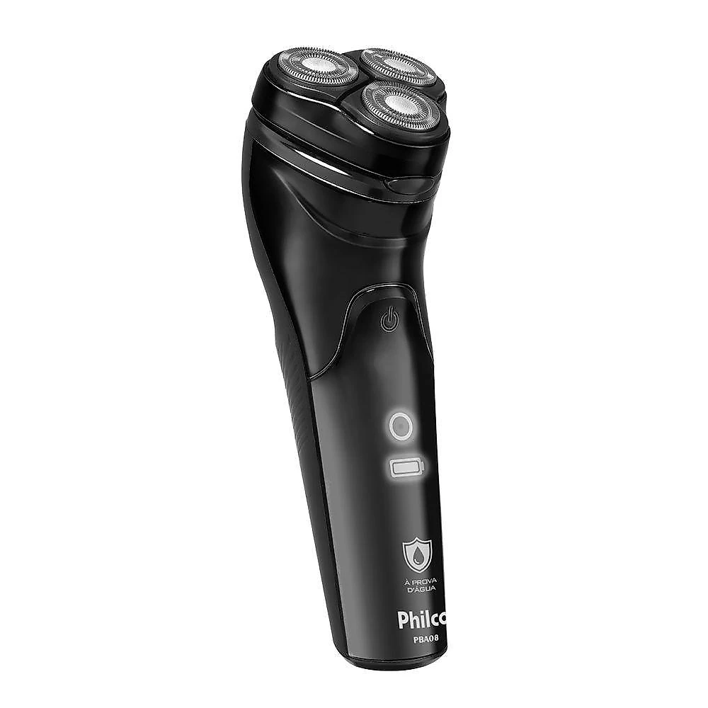 Barbeador Elétrico Philco PBA08 Aparador de Barba Lâmina Aço Inoxidável sem Fio Preto Bivolt
