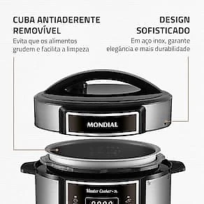 Panela Elétrica de Pressão Mondial Digital Master Cooker PE-40 3L - Preta/Inox 110V
