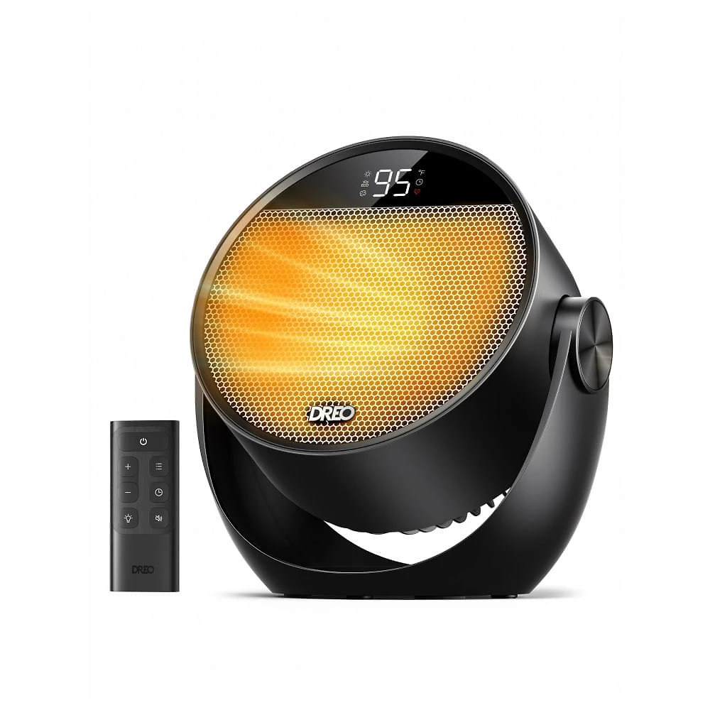Aquecedor Cerâmico Portátil DREO Preto Inclinação 60° PTC 1500W Silencioso Timer Controle Remoto 120V