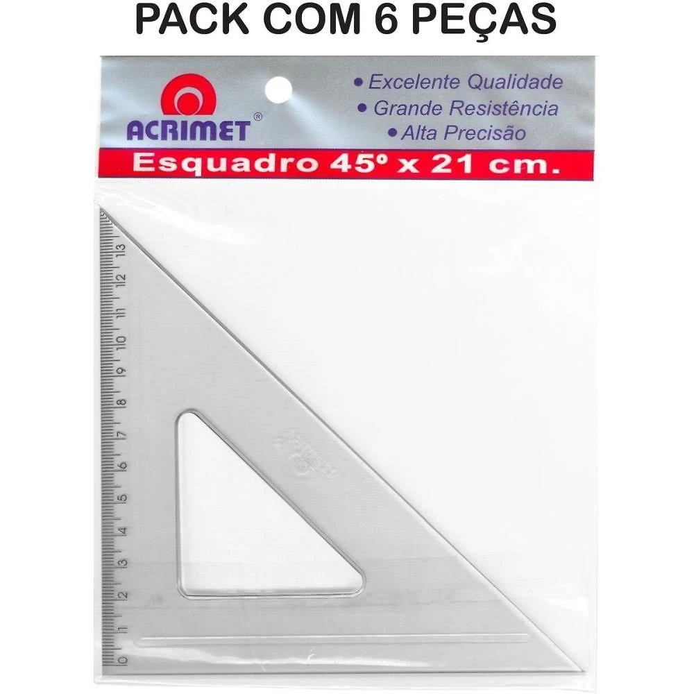 Esquadro Acrimet Poliestireno 45 Graus 21cm Certificado INMETRO