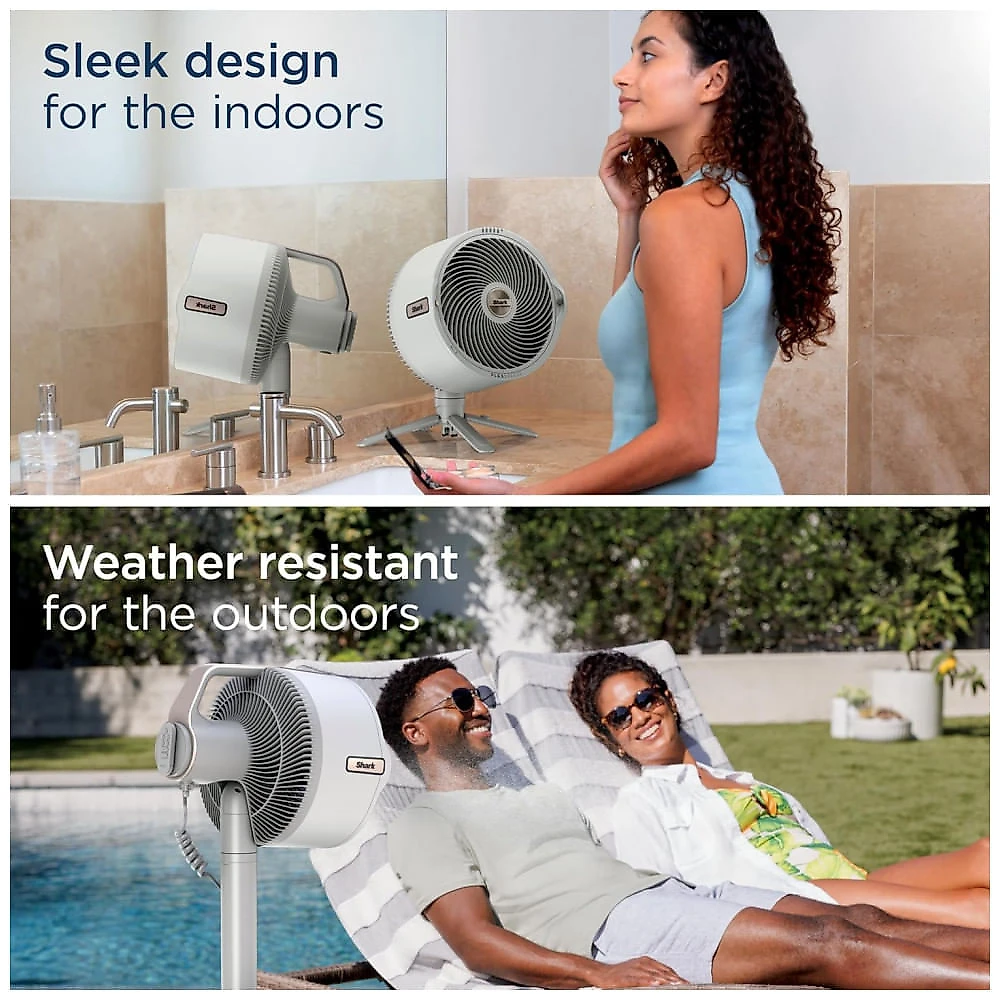 Ventilador Shark FlexBreeze Pro Mist pedestal e de mesa, com névoa integrada, indoor & outdoor, com fio e sem fio, branco, 110V
