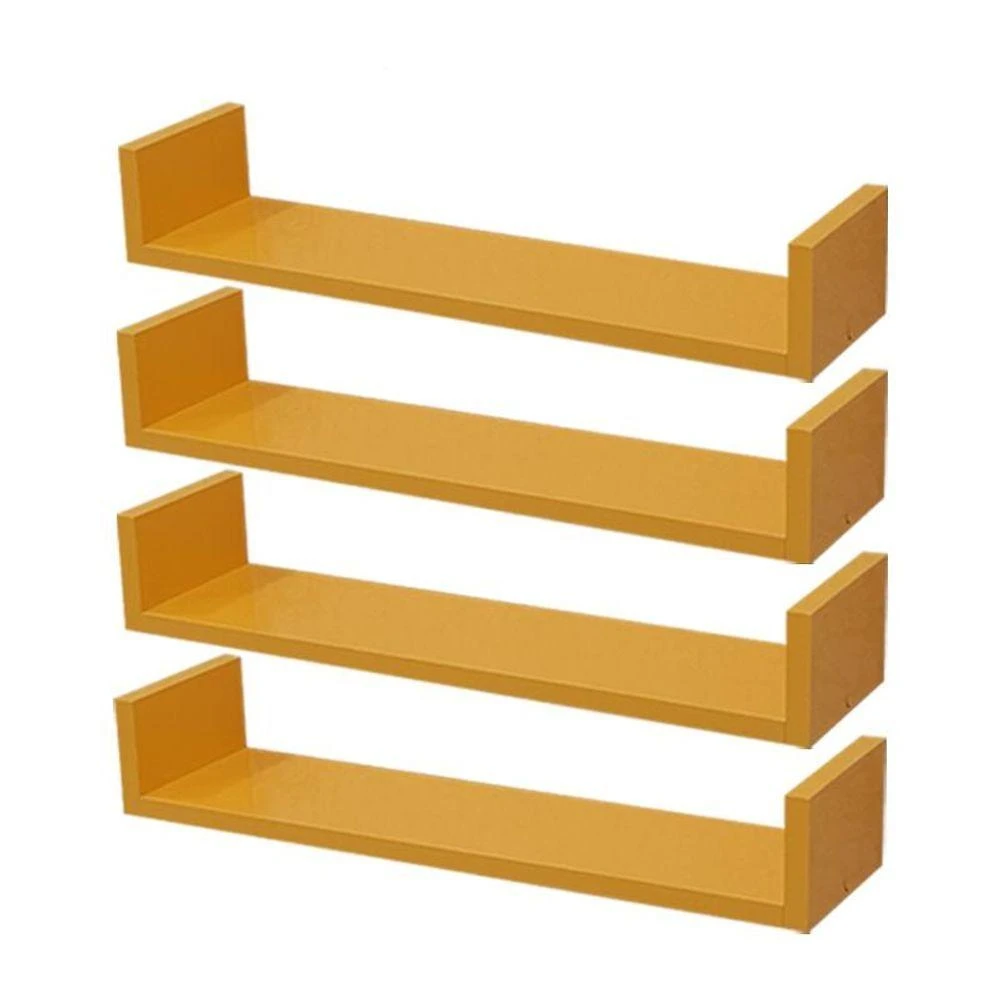 Prateleira Crie Fácil 50x20CM MDP Suporte Invisível Organizador Sala Amarelo Mercado das Prateleiras