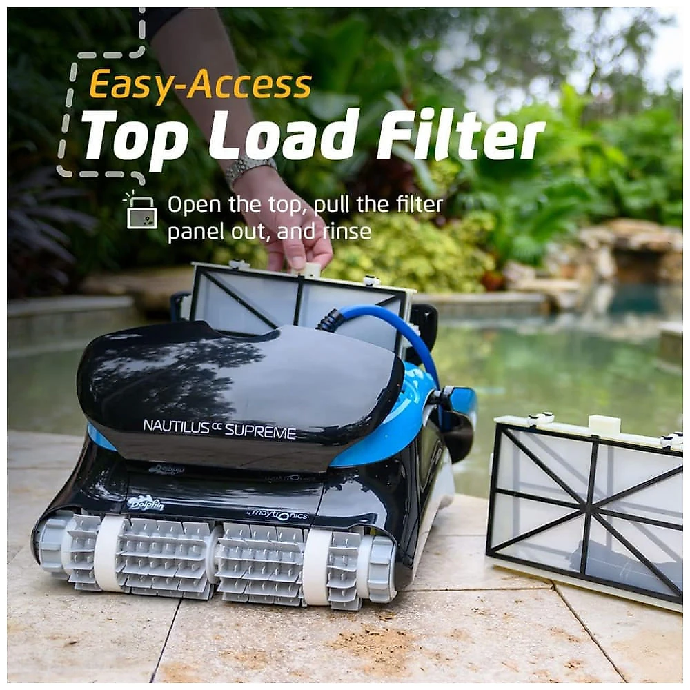 Robô Aspirador para Piscinas Dolphin Nautilus CC Supreme Wi-Fi, Preto, Conectividade Wi-Fi, Escovação Ativa, Caddy para Transporte, Modelo 2025﻿