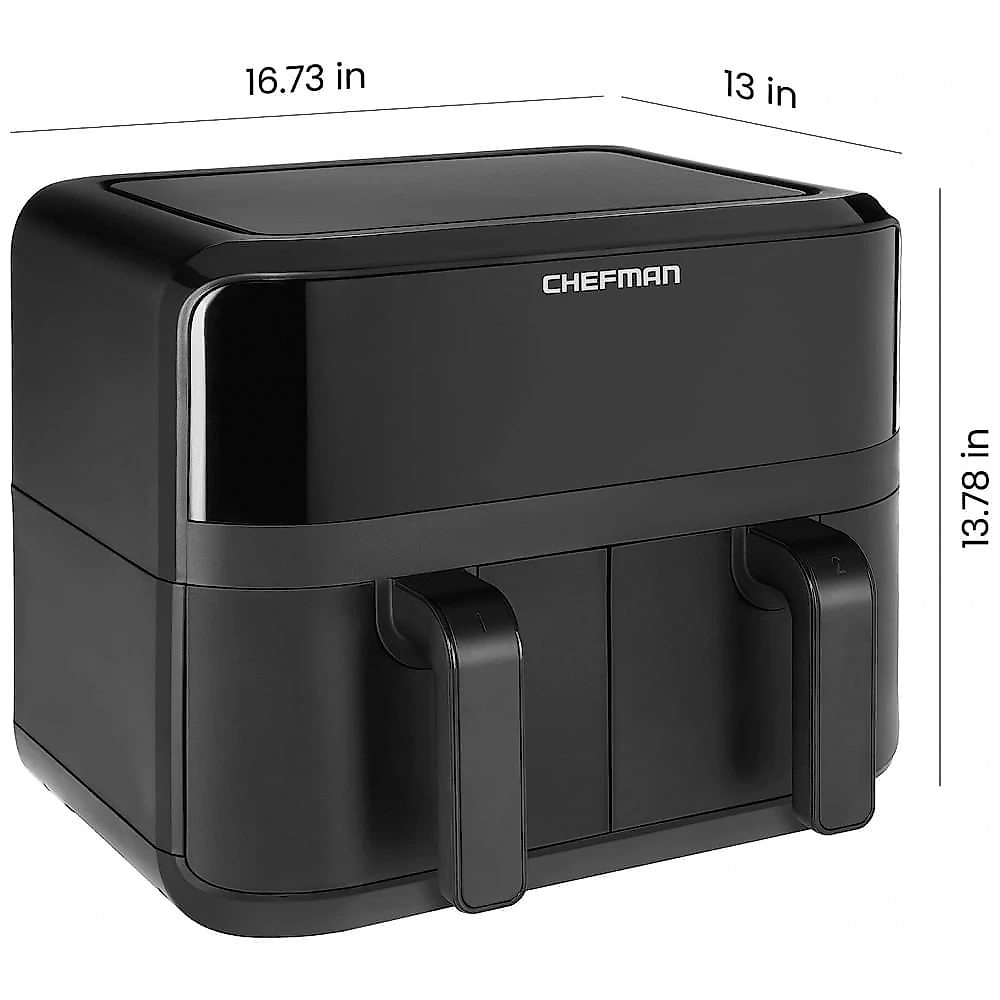 Fritadeira Elétrica AirFryer 9L com Painel Digital e Cesto Duplo, 110V, Chefman, Preta