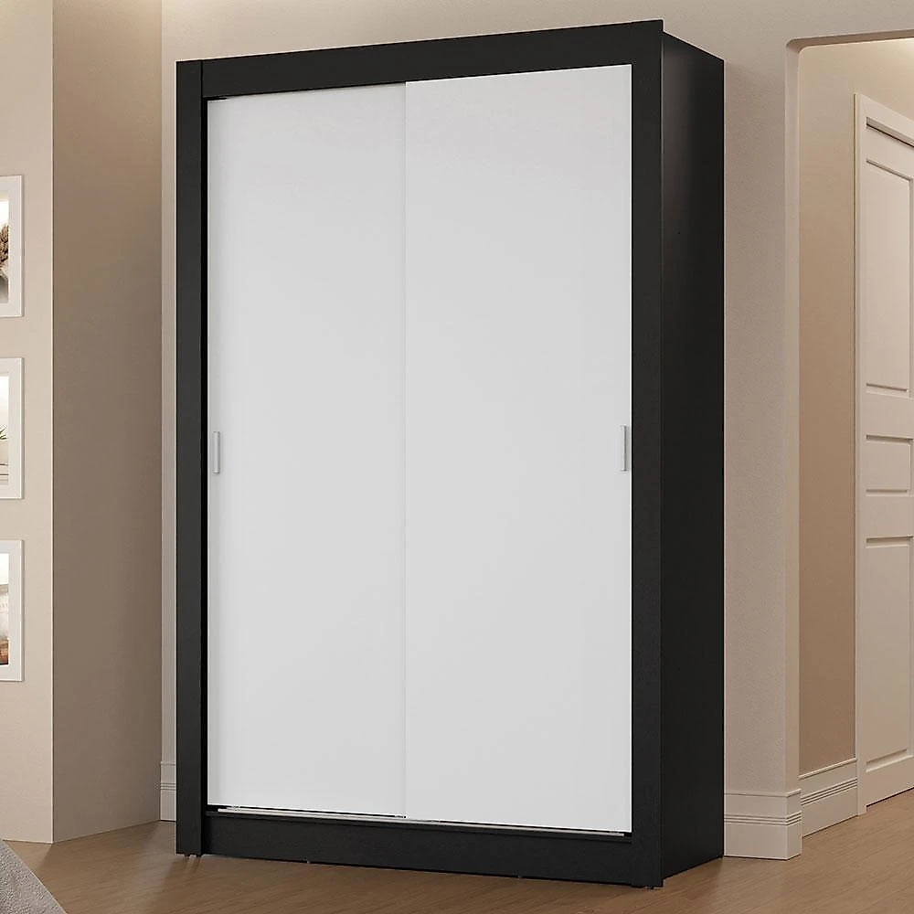 Guarda-roupa solteiro 2 portas de correr 2 gavetas vivare madesa preto