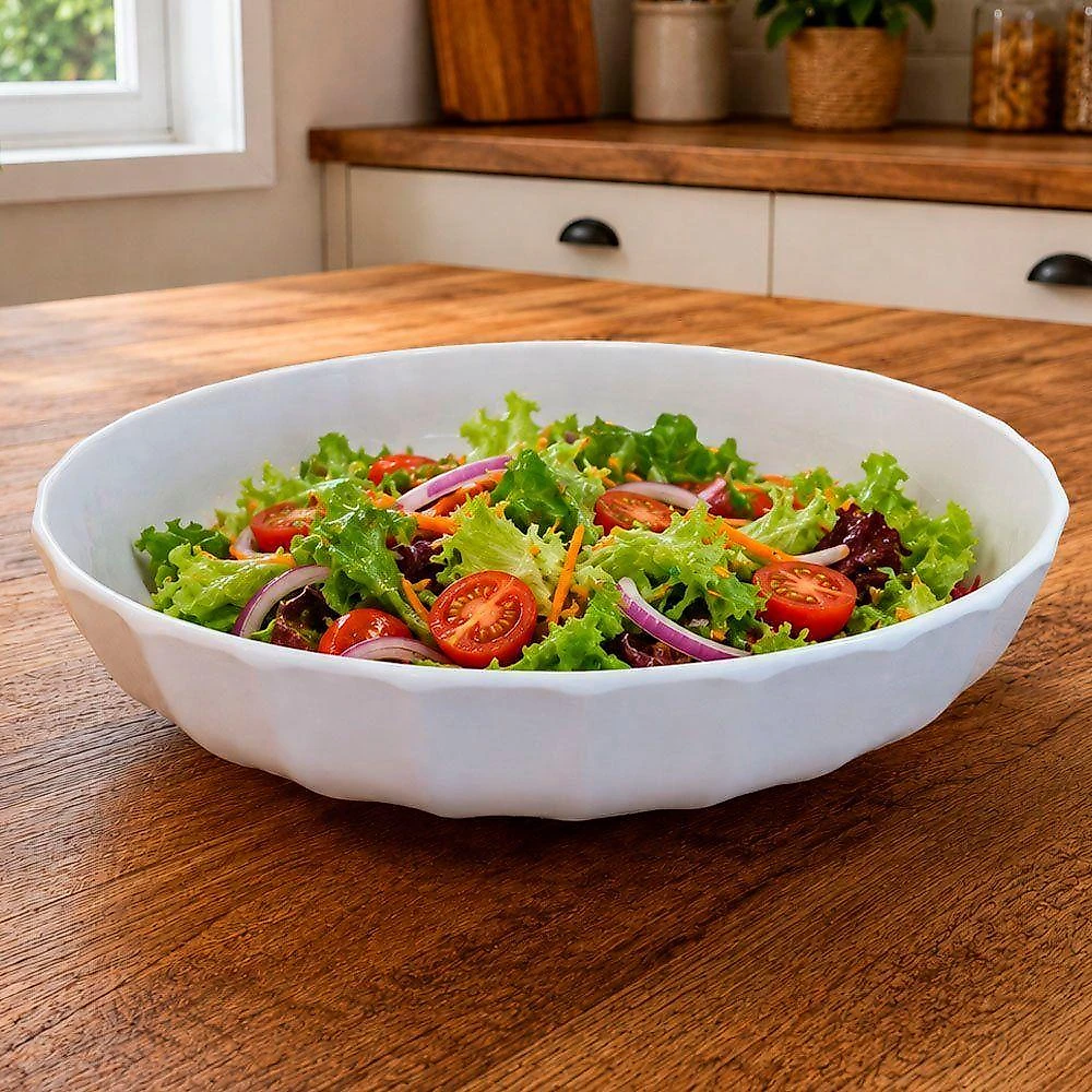 Jogo de Tigelas Tigela Gourmet para Servir Melamina Resistente Ideal para Saladas Branco Kit 3 Peças