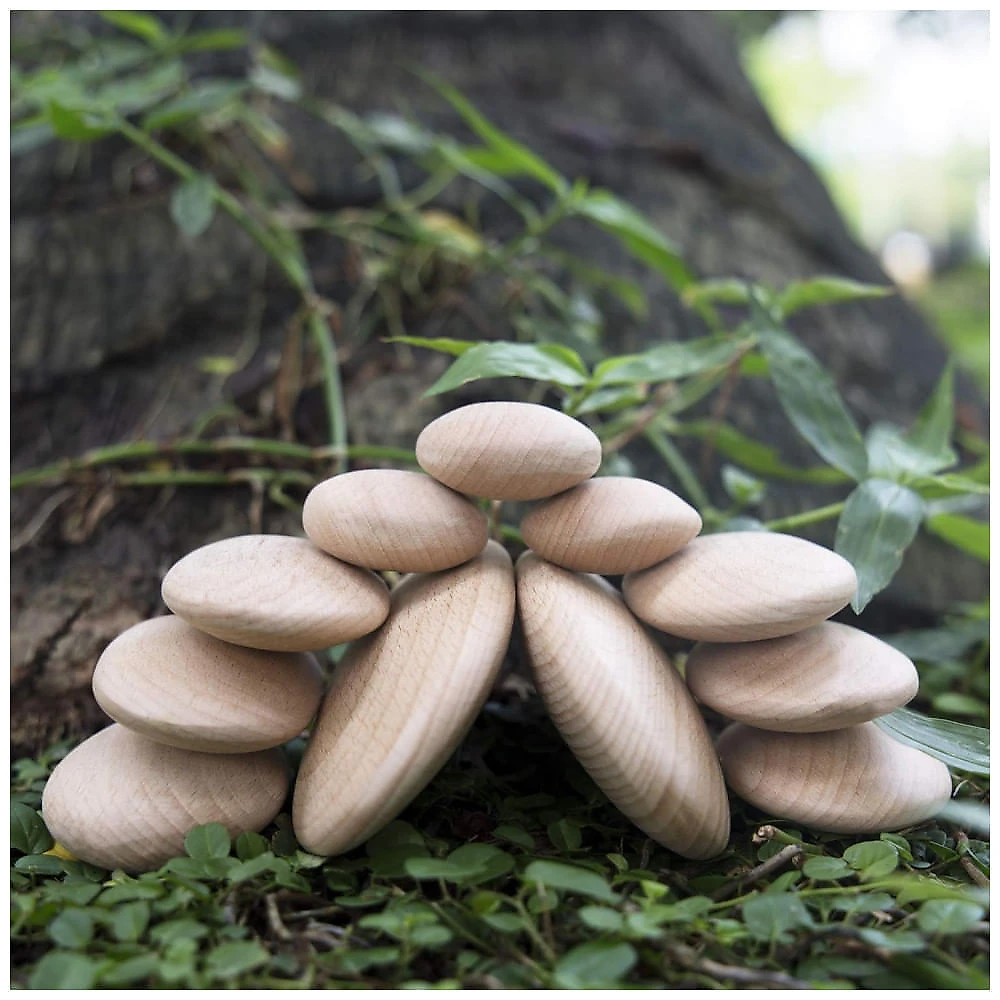 Blocos de Madeira Guidecraft Wood Stackers River Stones Naturais Orgânicos 20 Peças G6771