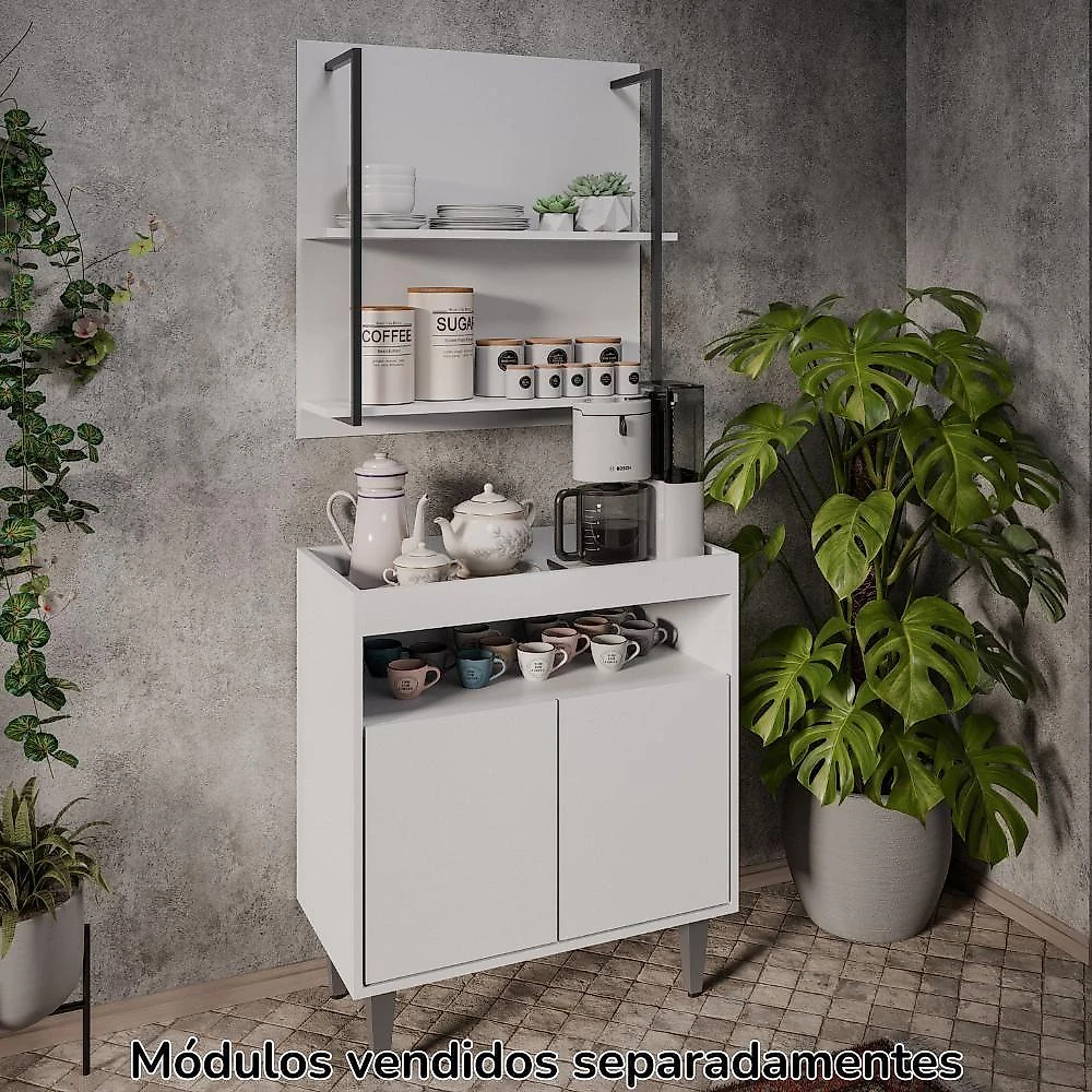 Prateleira Industrial Clara 2 Divisorias MDP 70,5cm Branco Milani Movelaria