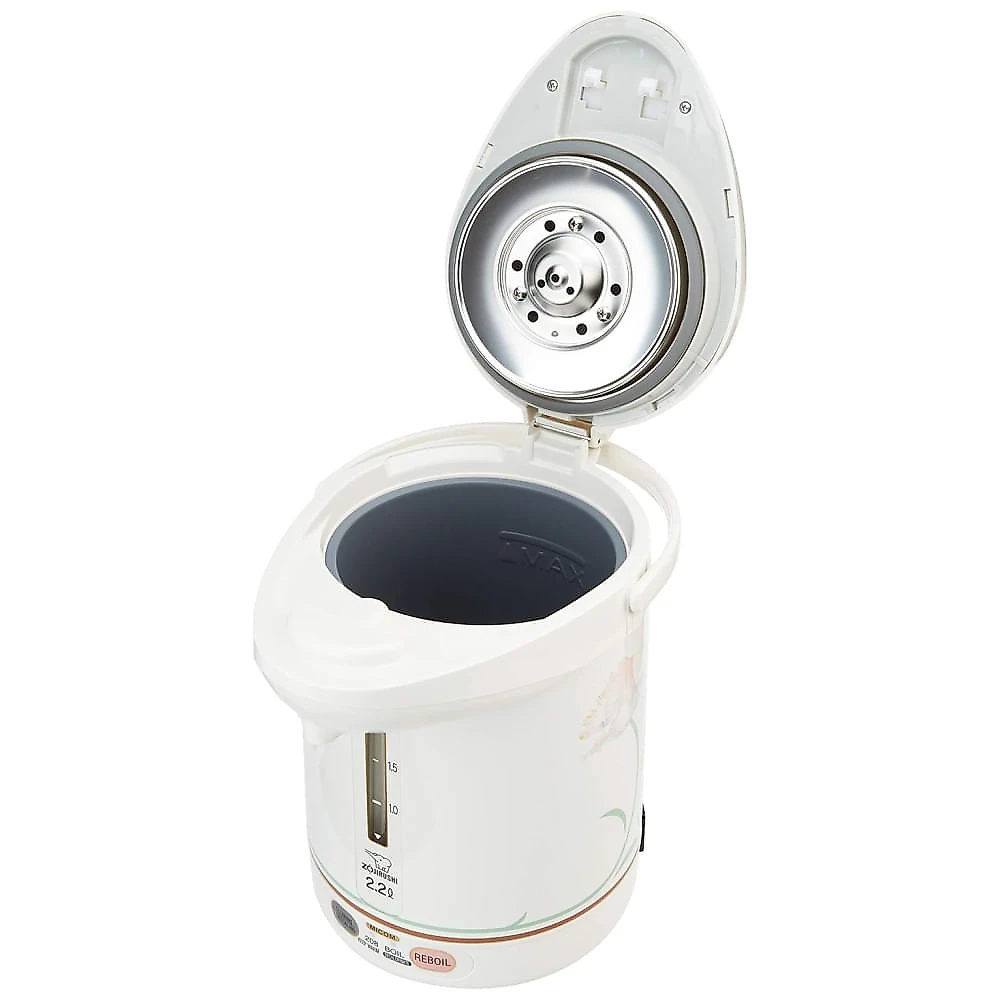 Panela de Arroz Zojirushi NS-LGC05XB Micom e Aquecedor, 3 xícaras (cruas), Aço Inox Preto e CW-PZC22FC Super Boiler Micom 2,2L, Floral, 2,2 L.