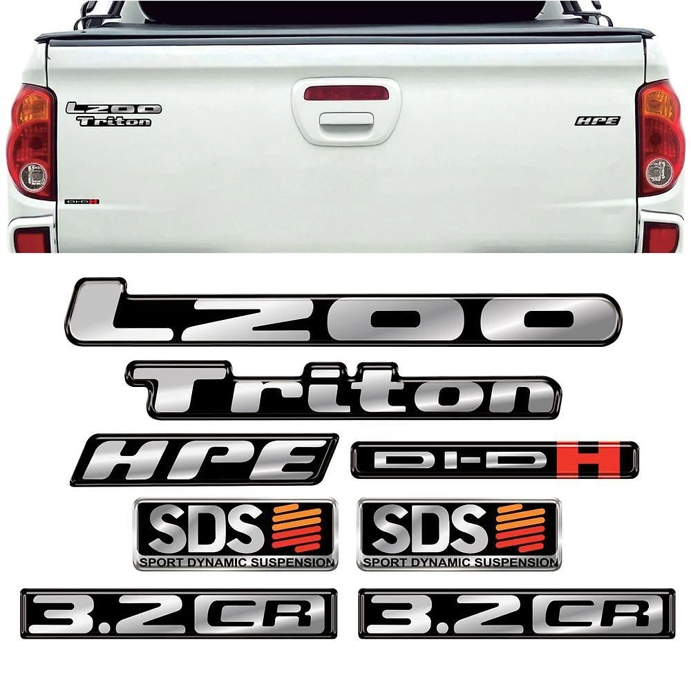 Kit Adesivo L200 Triton 4x4 Vinil Resinado 3D Mitsubishi Teu Adesivo
