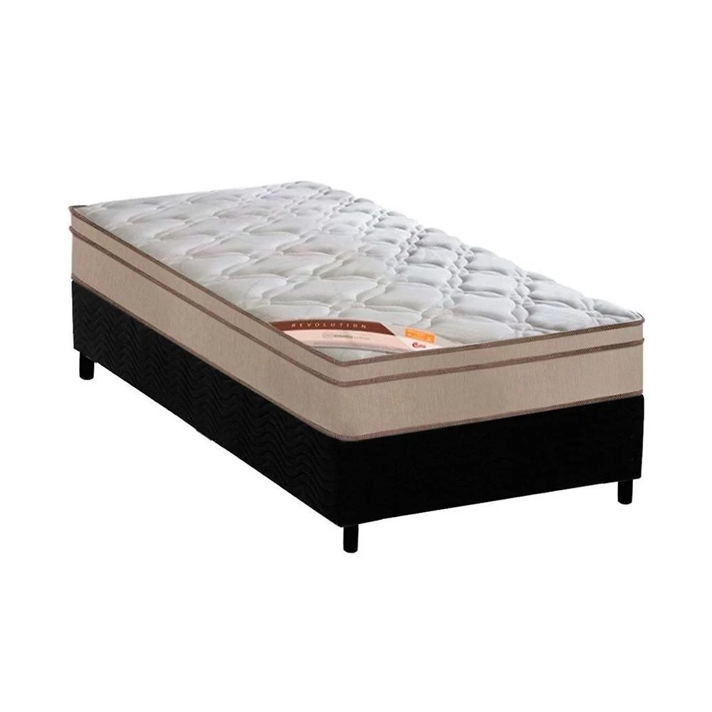 Cama Box Colchão Solteiro Revolution 88 Molas Ensacadas Suede Preto a Costa Rica
