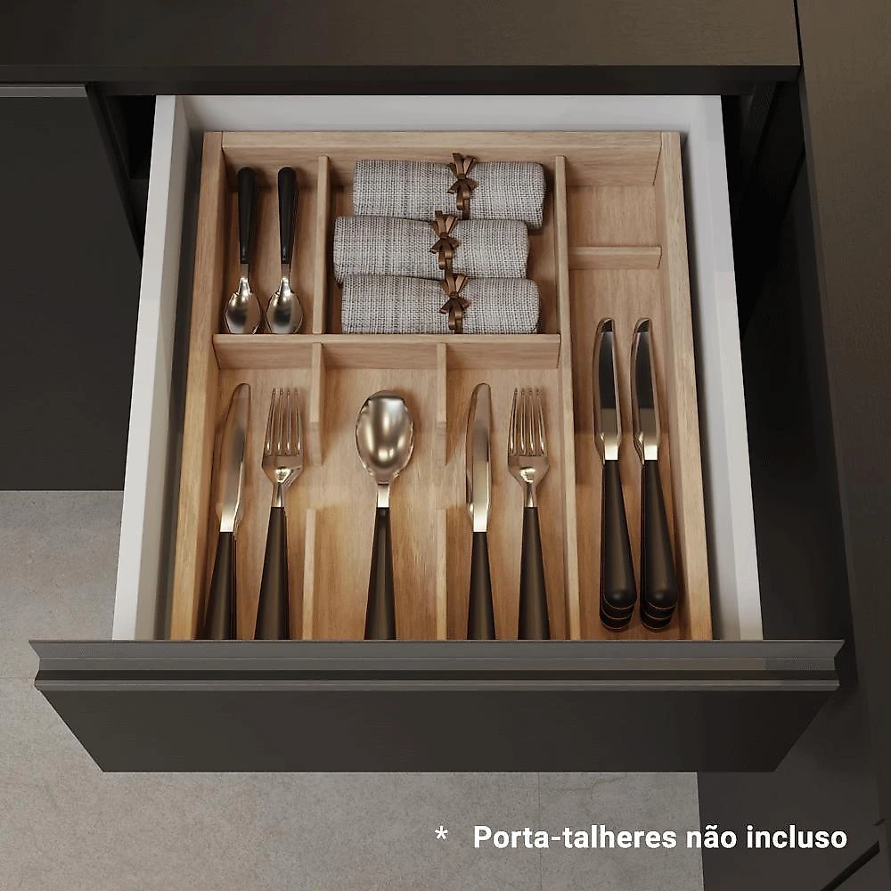Armário de cozinha completa 300 cm preto nice madesa 05
