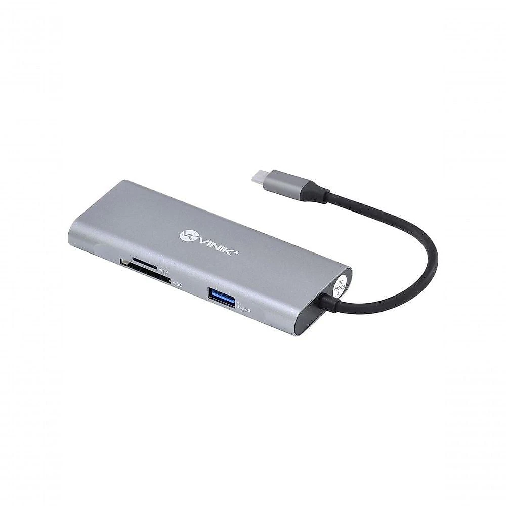 Hub USB Tipo C HC-7 7 em 1 com 3 USB 3.0, Leitor SD-TF, HDMI 4K 30HZ e Power Delivery 60W Vinik