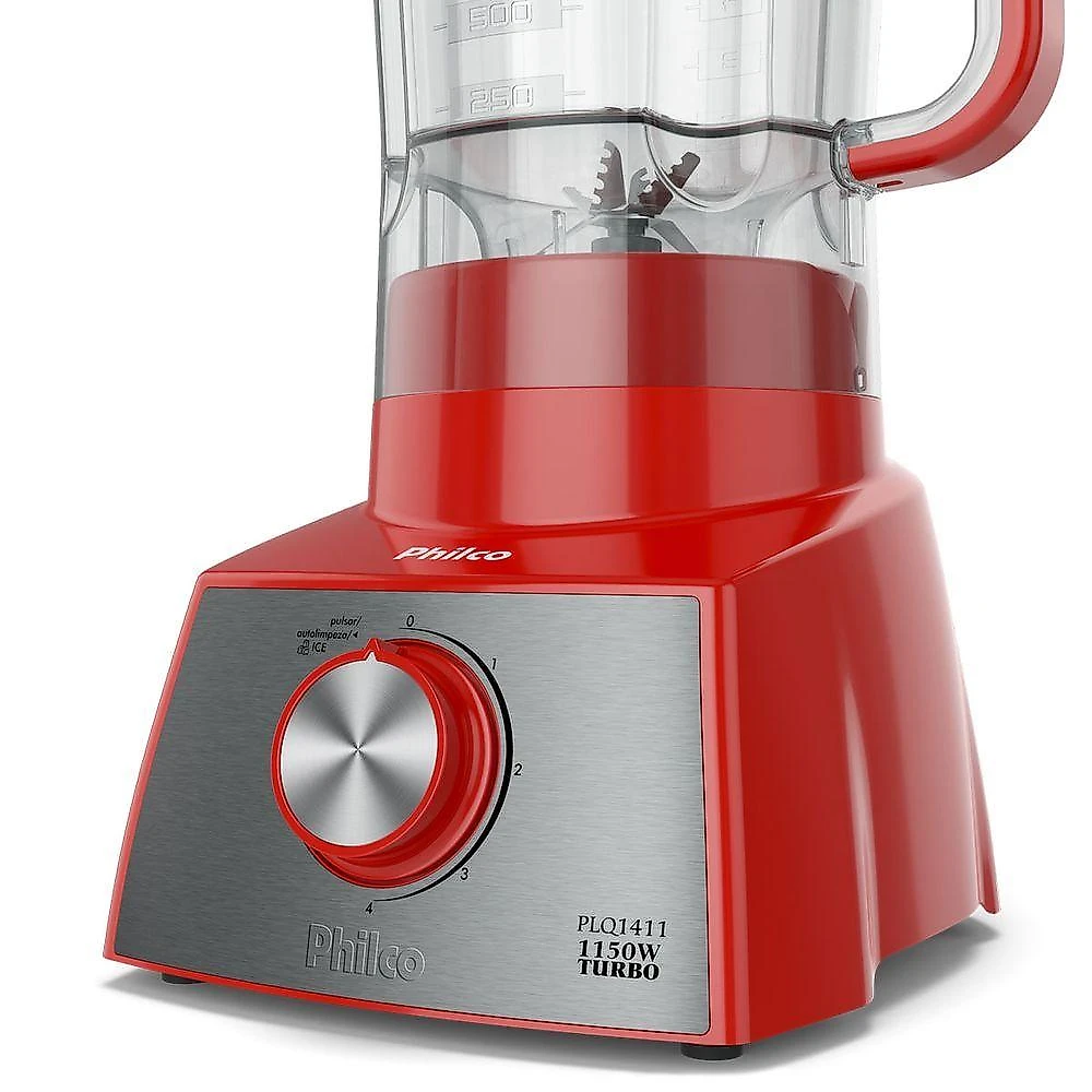 Liquidificador Philco PLQ1411V 1150W 2,7L com Filtro 4 Velocidades Vermelho 110V