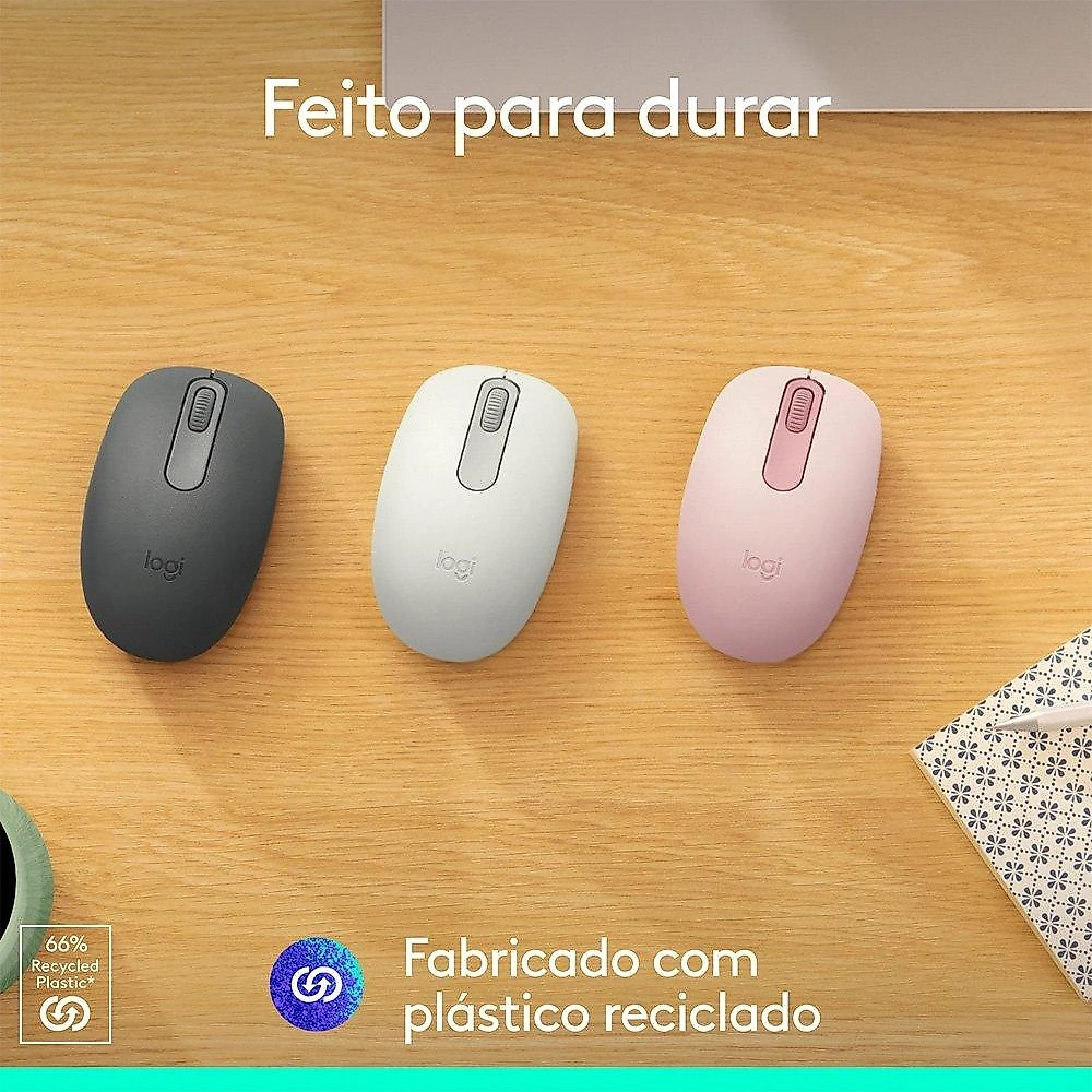 Mouse Sem Fio Logitech M196, Ambidestro Compacto, Bluetooth, Compatível com PC e Mac, Rosa - 910-007458