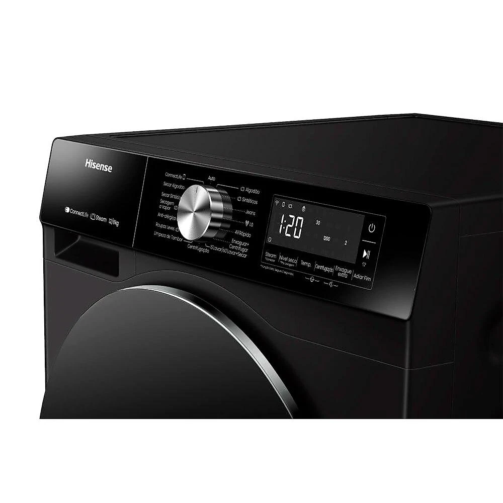 Lava e Seca Hisense 12/8Kg WD3S Inverter com Wi-Fi, Preta - 220 Volts