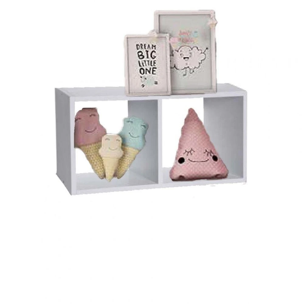 Nicho Duplo [F031] 30x15x20CM em MDF de Reflorestamento Branco