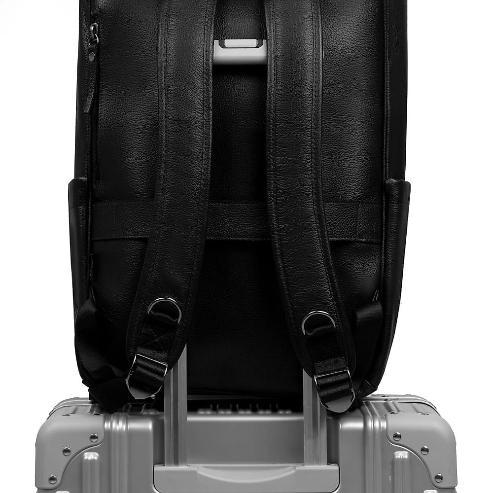 Mochila Masculina Média Executiva de Couro Leme Preta Bagaggio Preto
