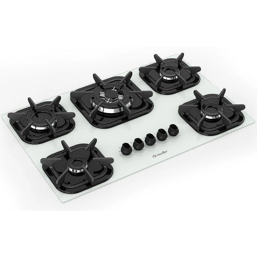 Fogão Cooktop Tripla Chama - 05 Bocas - Mueller Branco Bivolt