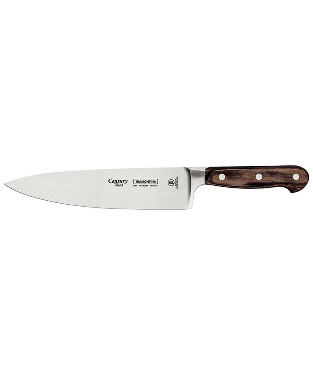 Faca Chef Tramontina Century Wood em Inox e Cabo Castanho