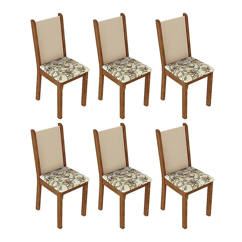 Kit 6 cadeiras de jantar 4291 rustic/crema/lírio bege madesa