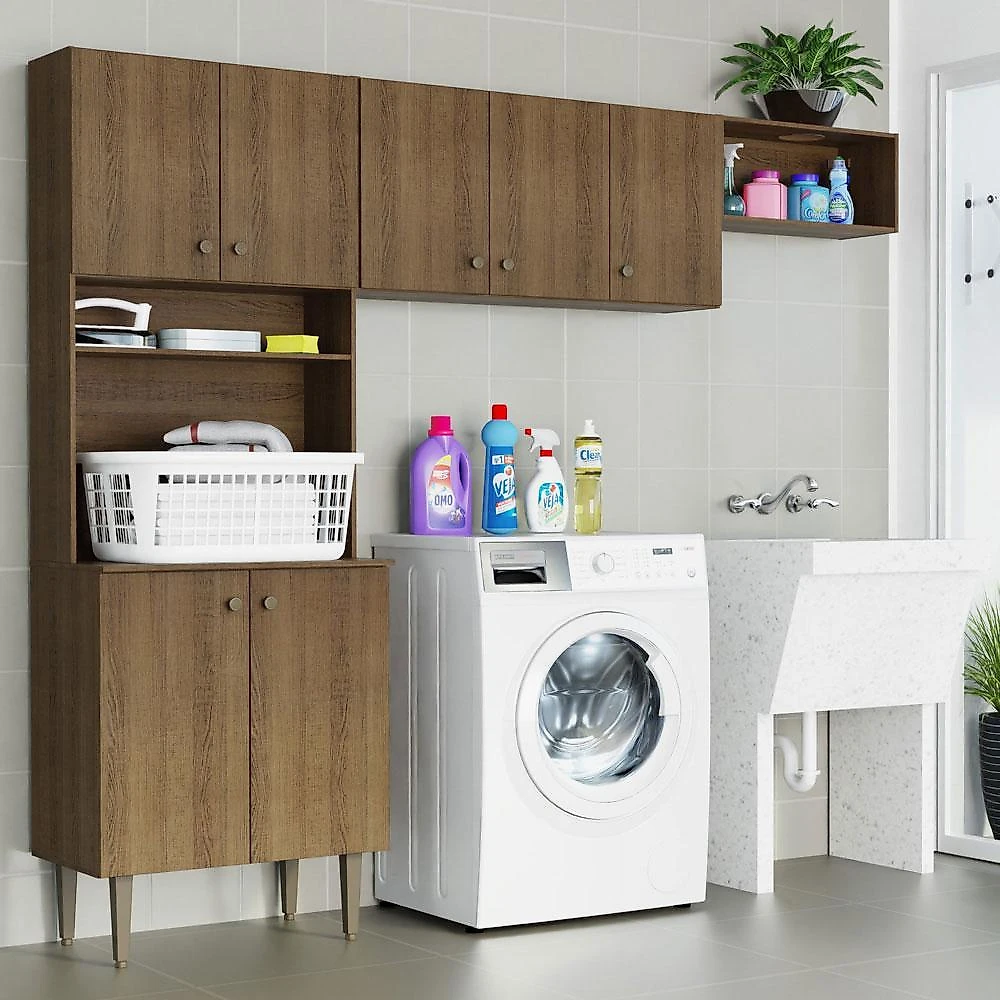 Kit Área de serviço lavanderia 235cm rustic gourmet madesa