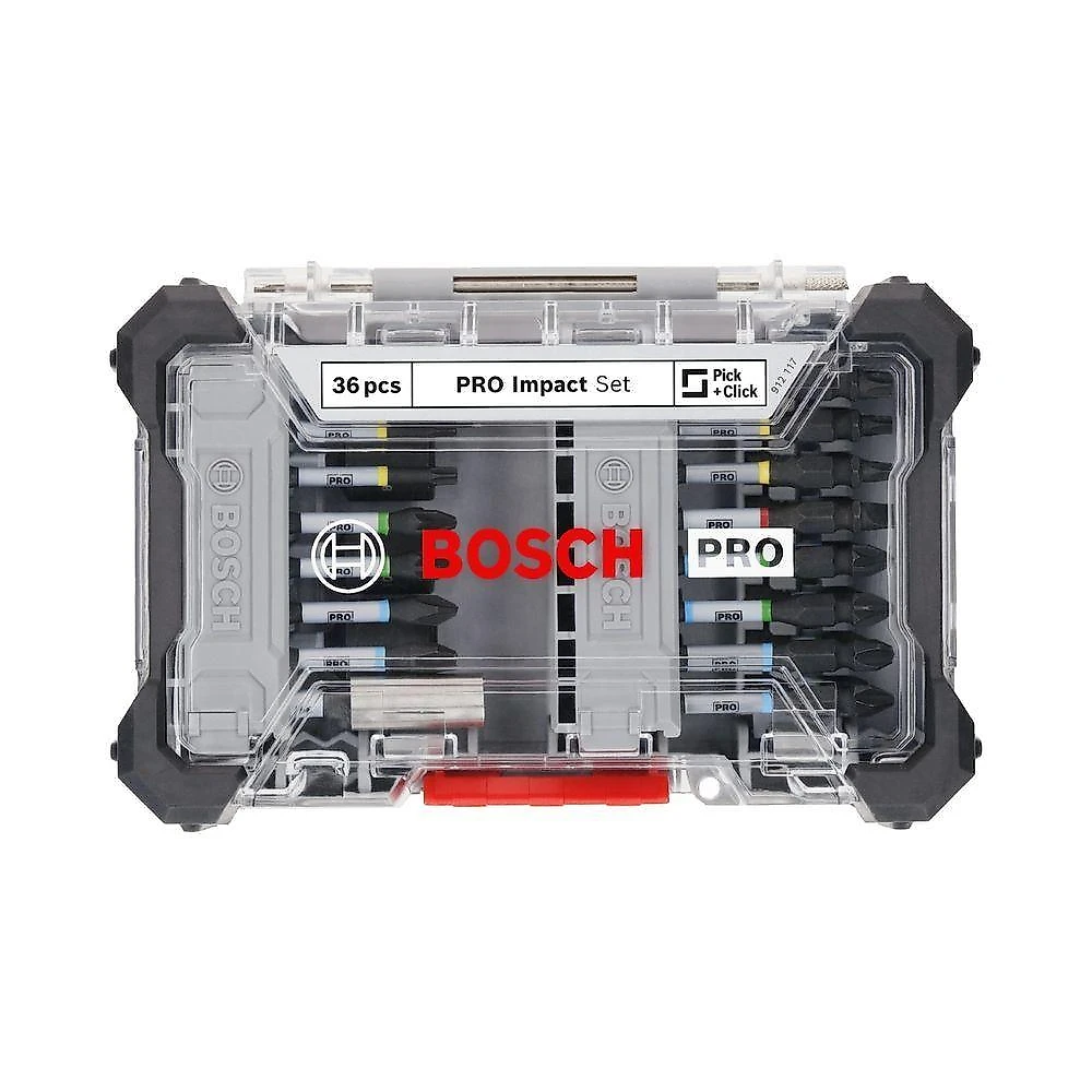 Kit de Bits e Soquetes Pro Impact 36un com Zona de Torção e Pick And Click Aço S2 Bivolt Bosch