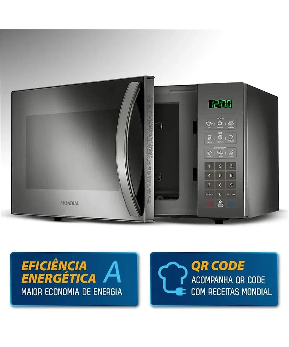 Micro Ondas Mondial Espelhado 34 Litros 1400W