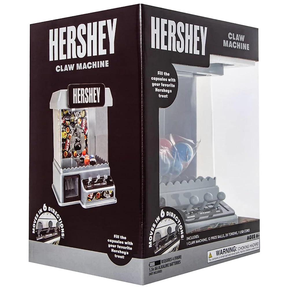 Máquina de Garra Marrom Hershey’s (Well Played) – Arcade Infantil com 12 Bolas‑Prêmio, 20 Fichas, Cabo USB e 4 Pilhas AA