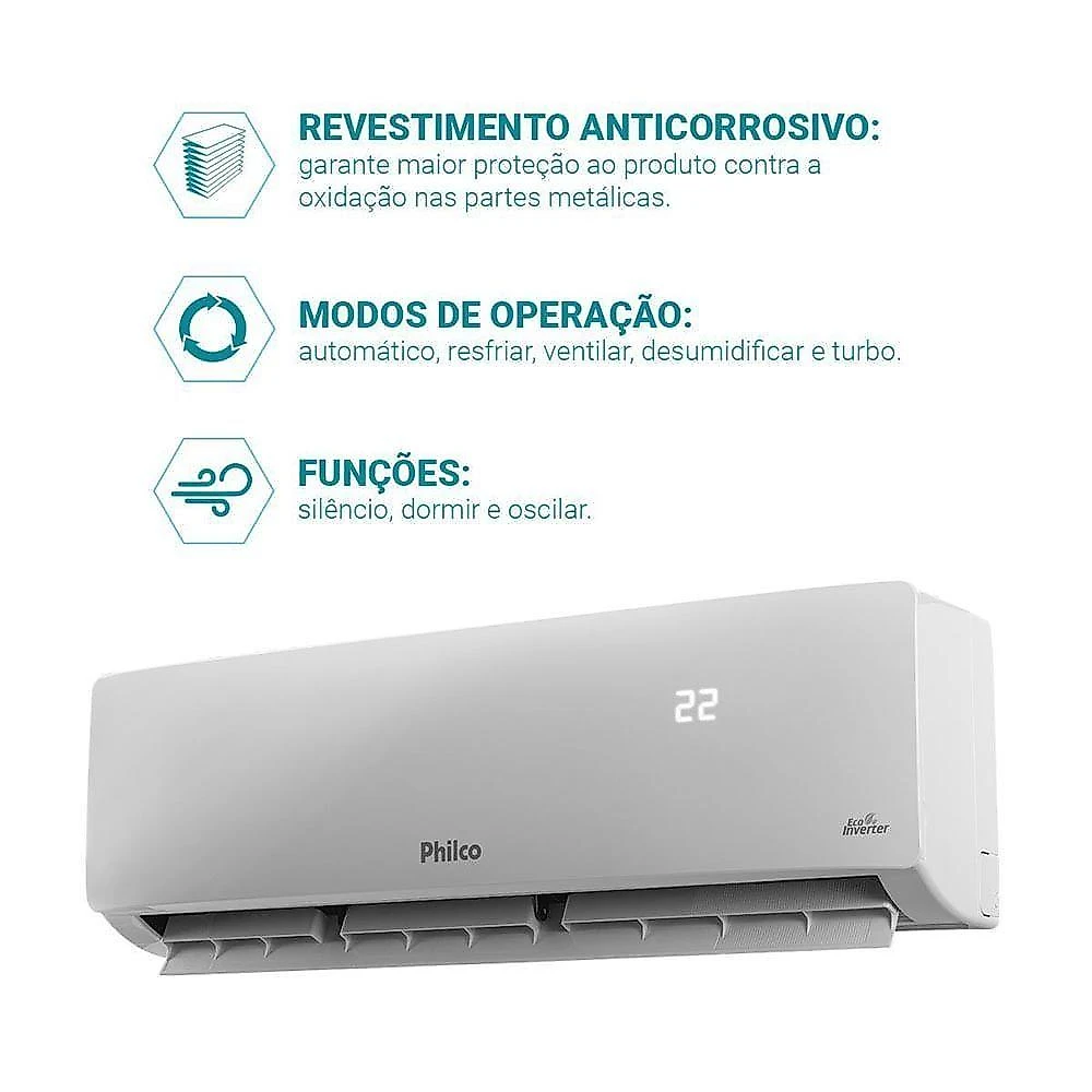 Ar Condicionado Philco Split Hi Wall Eco Inverter 9.000 Btus Frio PAC9FC 220V