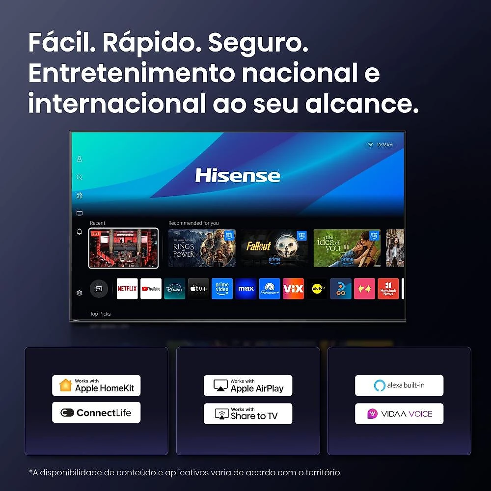 Smart tv 55” 4k uhd hisense 55u6qv mini led 60hz vidaa dolby vision